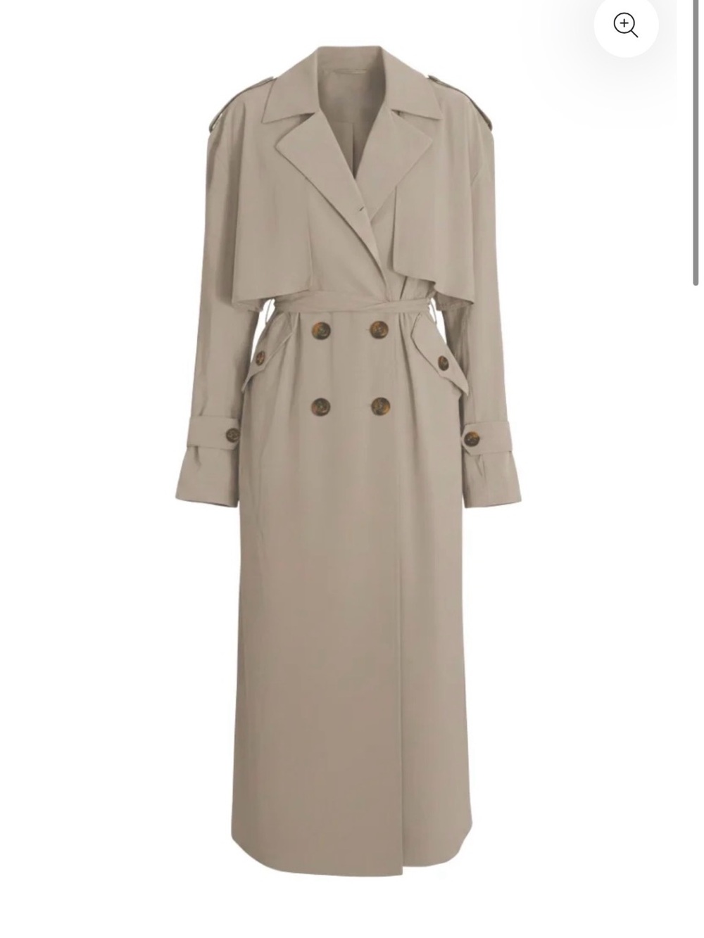 Long Beige Double-Breasted Trench Coat with Belt